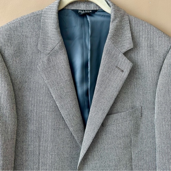 Jos A Bank Sport Coat Gray Herringbone Silk Camel Hair Blazer Size 40 Regular - Picture 5 of 11